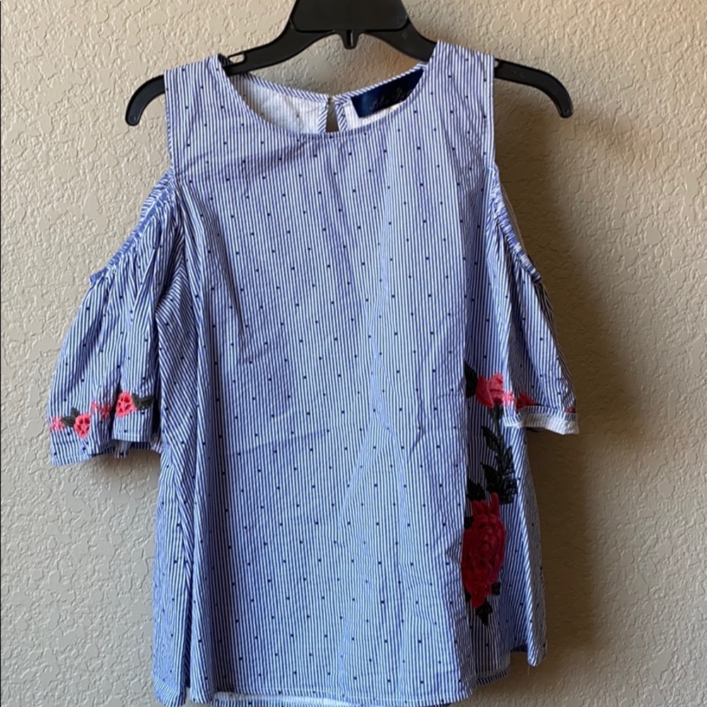 cold shoulder striped blouse